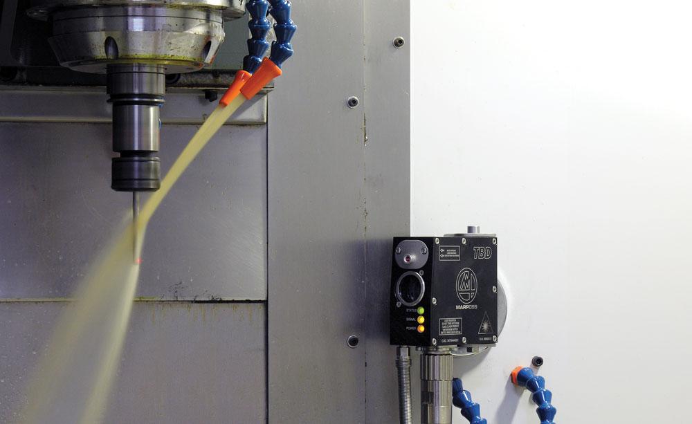 A Tool Breakage Detection laser measures a cutting tool.