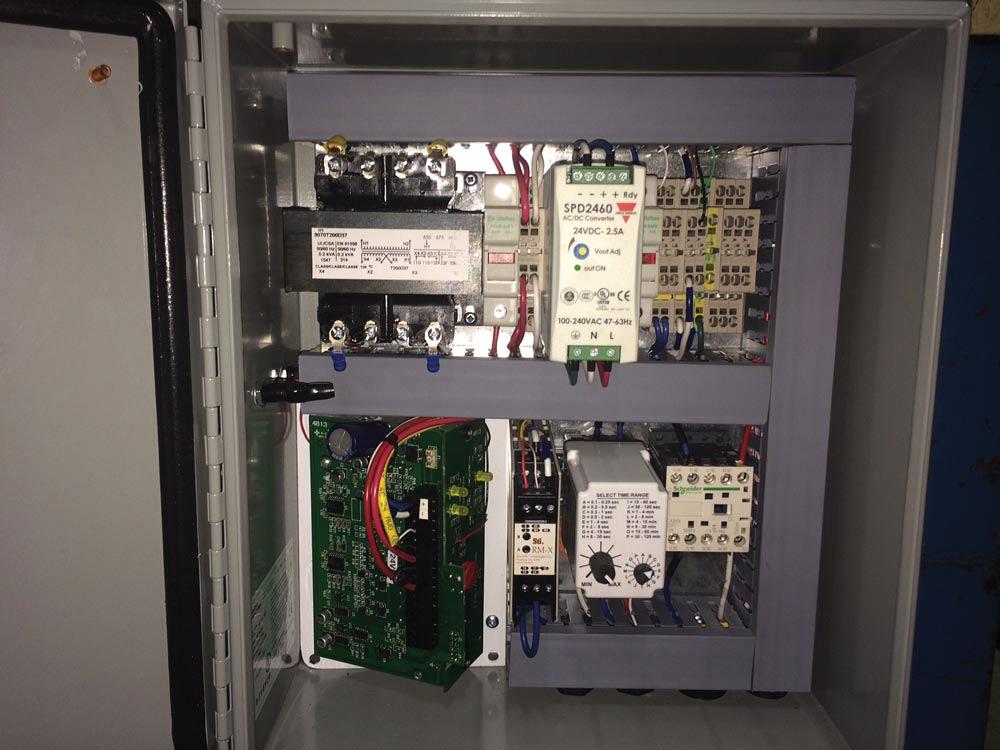 Photo of electrical cabinet to safegaurds electrical components.