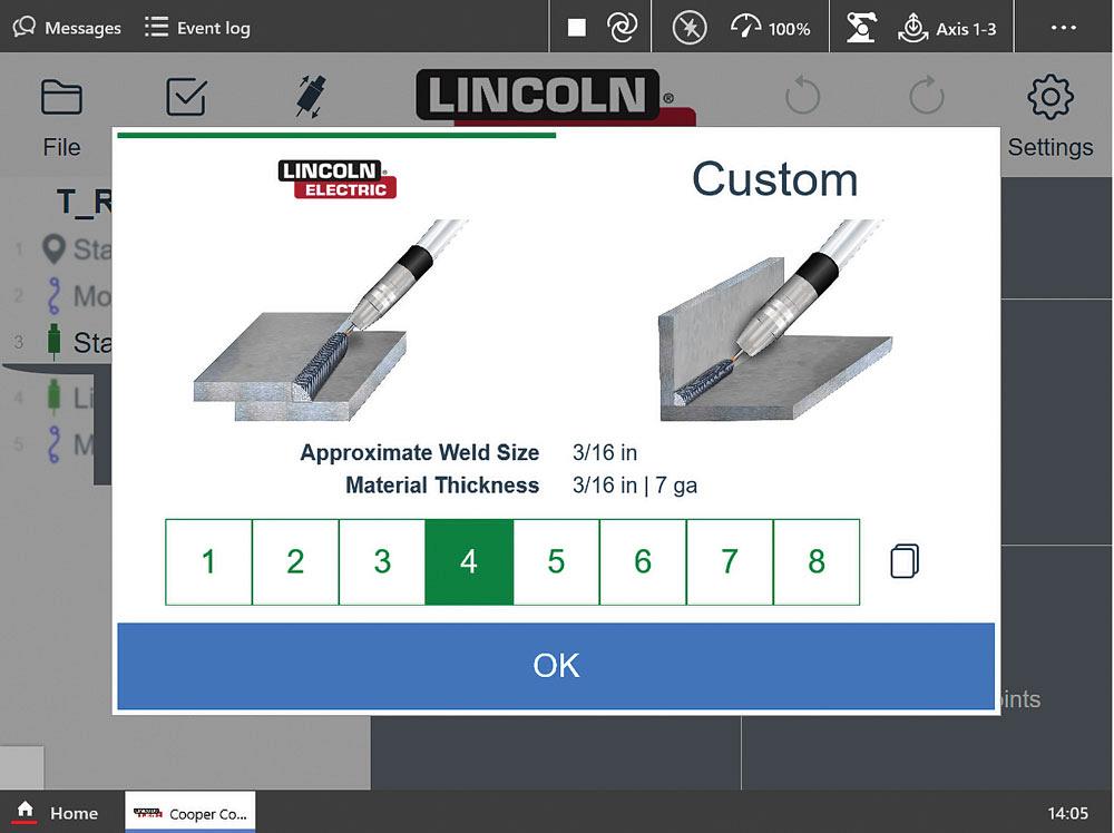 A screen capture demonstrates Cooper App's Weld By Numbers screen.