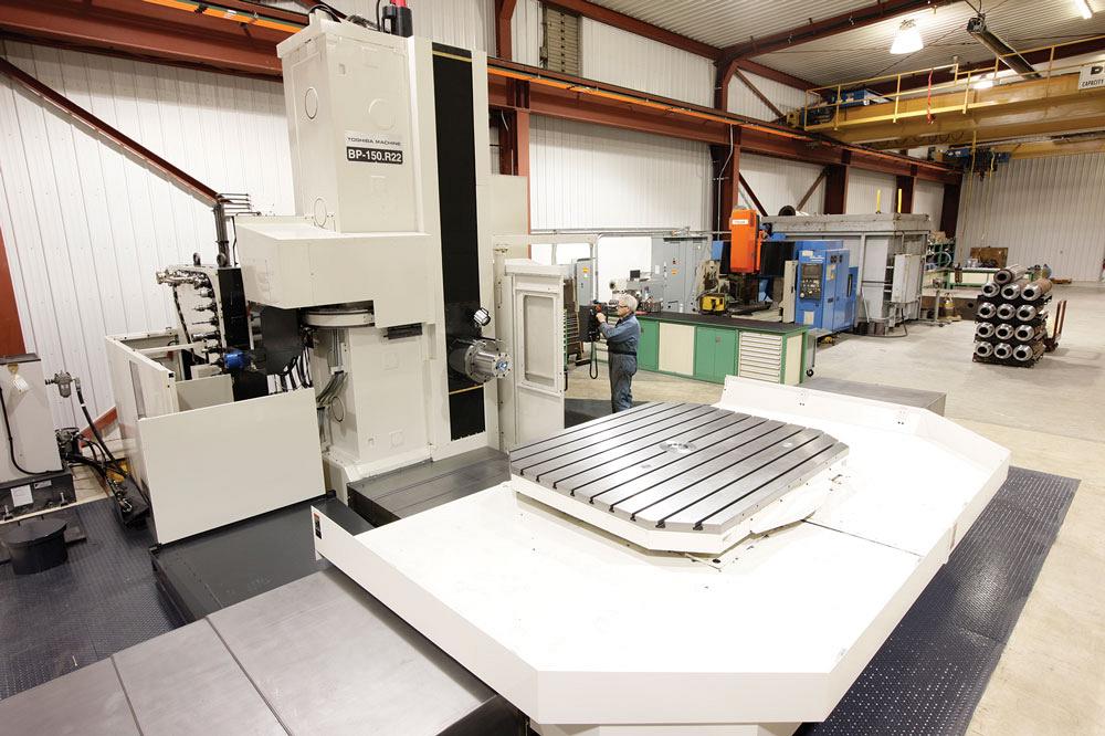 A Toshiba BP-150 horizontal boring mill is shown.