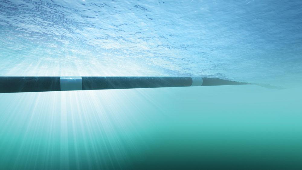 Construction of an underwater pipeline.