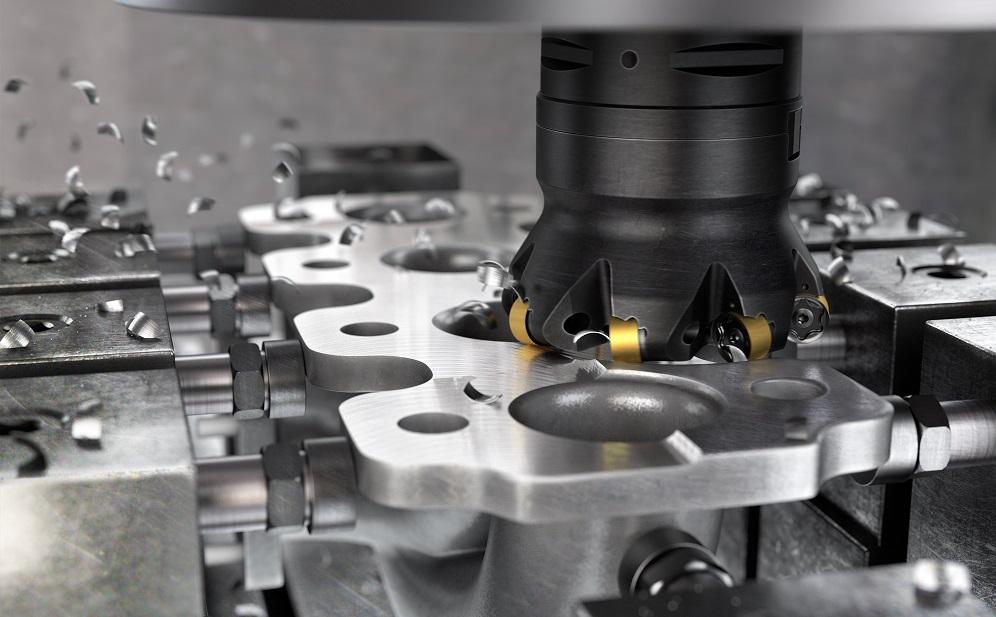 Double-sided round insert suited to low depth of cut in face milling ...