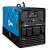 Engine-driven welding machines include integrated air compressors