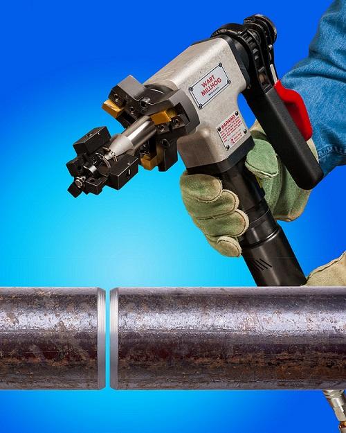Esco Wart MILLHOG portable pipe beveler creates square beveled ends