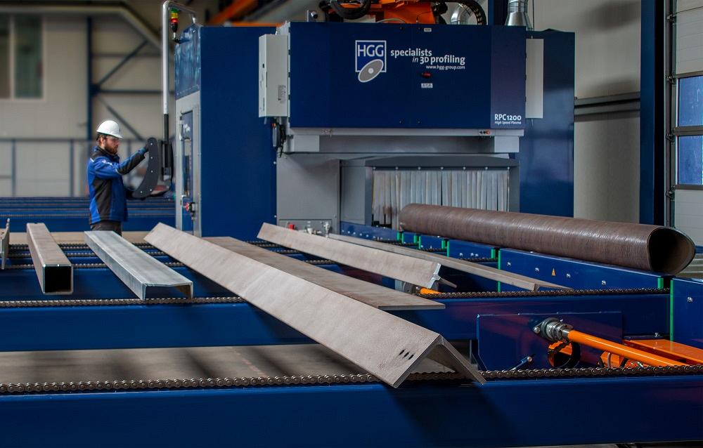 HGG’s RPC 1200 Mk3 beam coping machine also profiles pipe