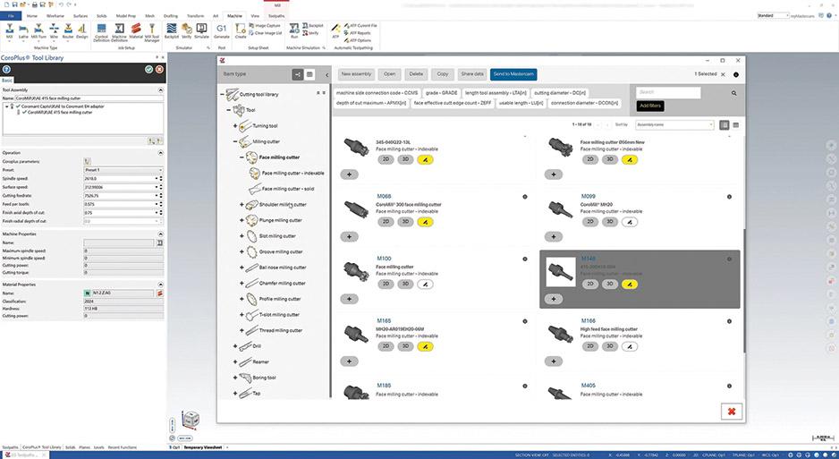 Mastercam software integrates Sandvik Coromant tool library feature