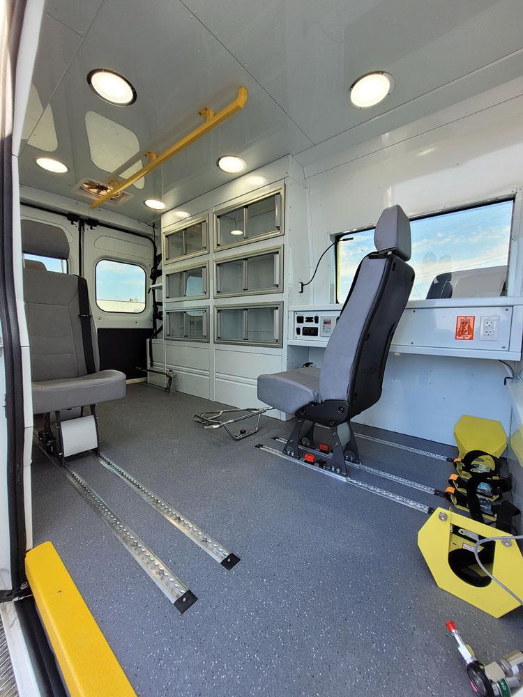 Interior features of the MT Mobile Transfer model on the Ram Promaster.
