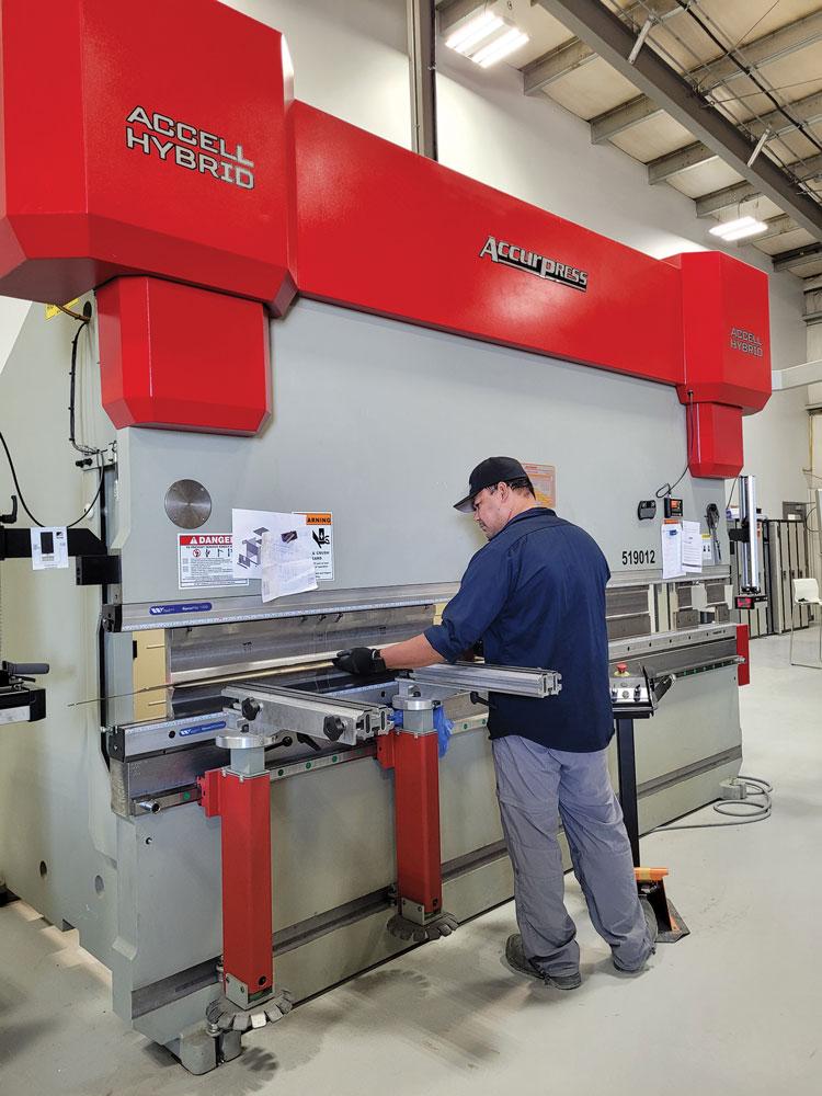 Accurpress Accell Hybrid 190-ton press brake was one of the first machines on the shop floor at MoveMobility. 
