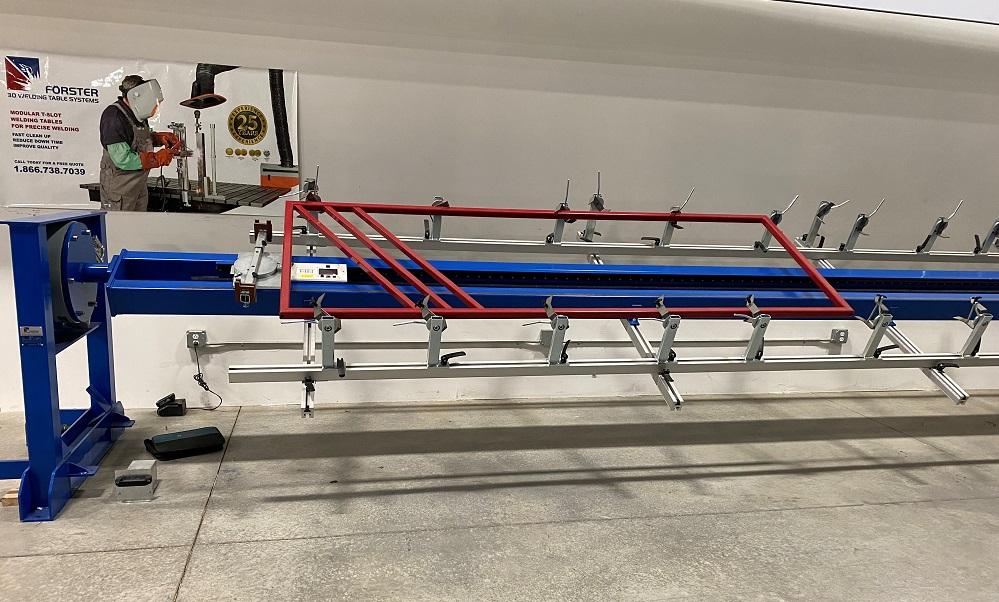 Welding Stations Railing Railing Jig from Forster swivels 360 degrees for welding fencing, railing