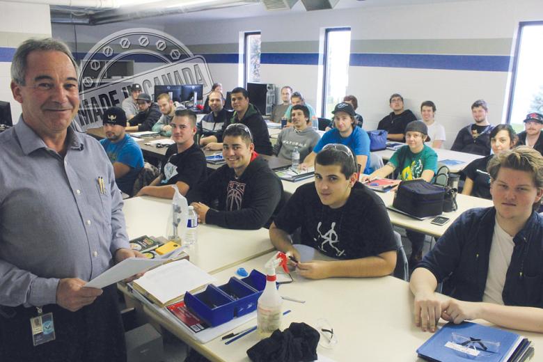 Student in the CTMA program learn basic skills from Mike Oullette in the Valiant classroom