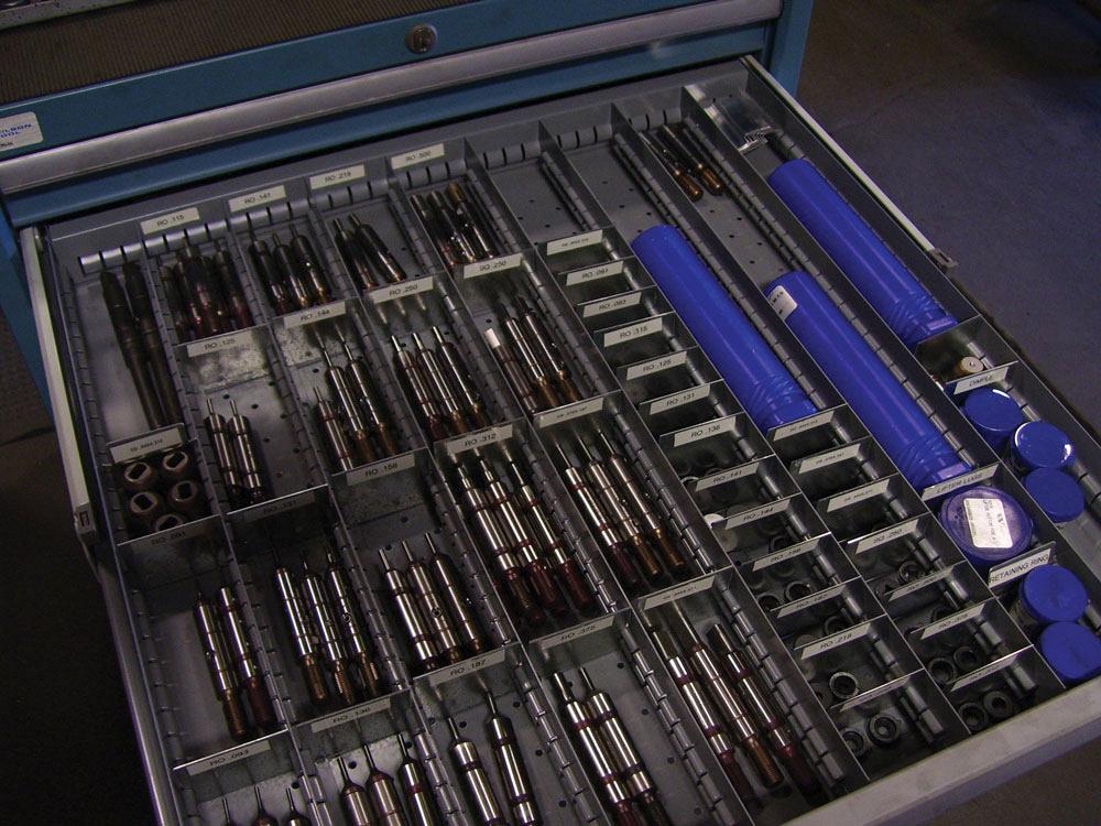 Photo of punching tools stored in a drawer from Wilson.