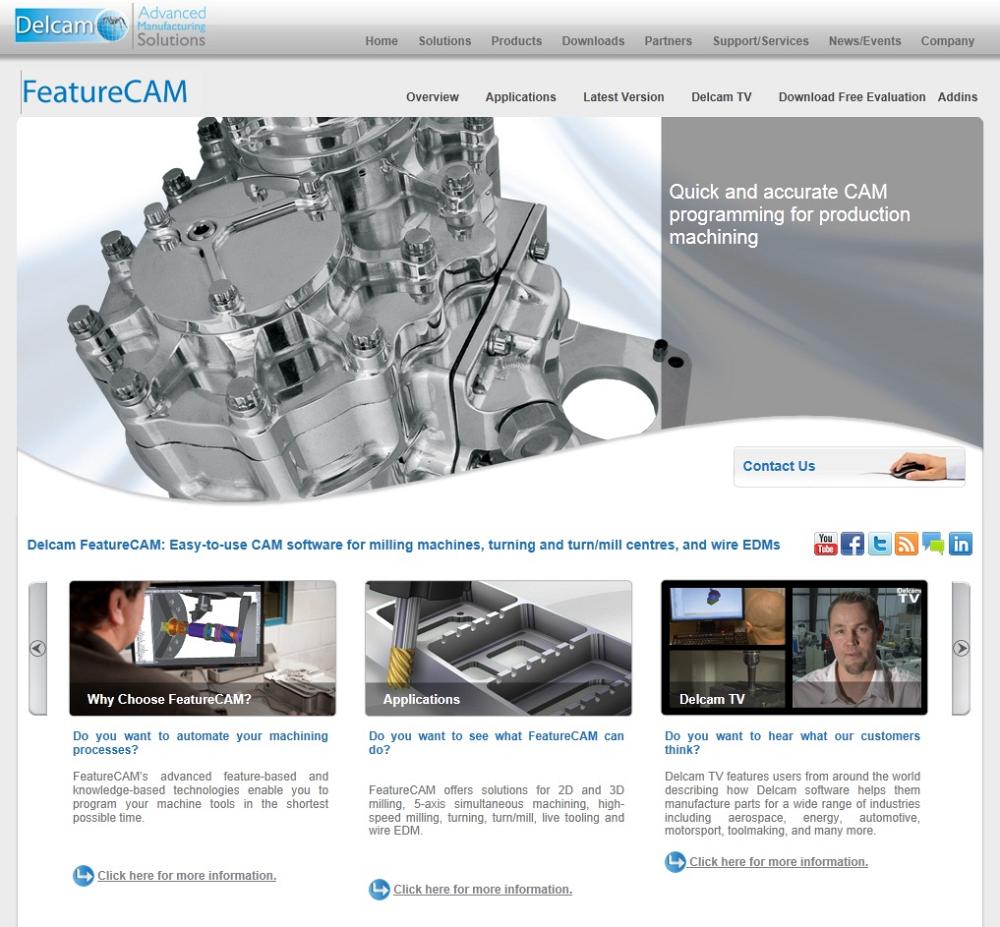 Cam Based System Delcam launches new web site for FeatureCAM feature-based CAM system
