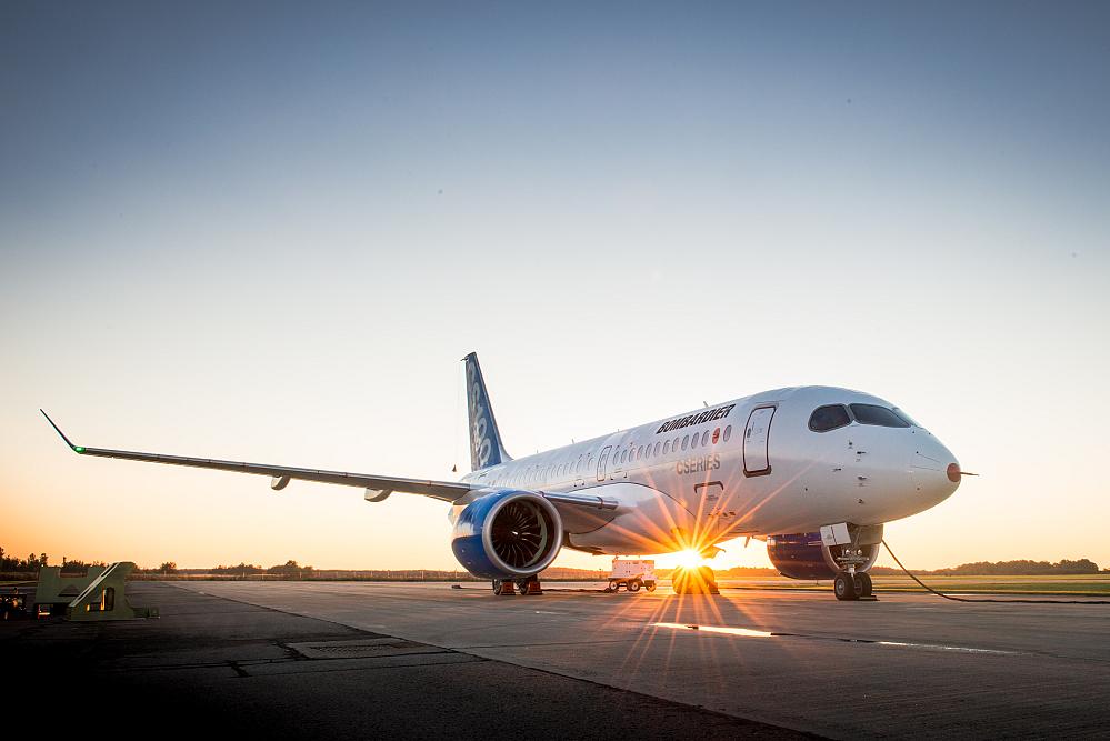 Bombardier's CSeries pictured on the runway ahead of its first flight in Mirabel, Quebec. (Photo: Bombardier)