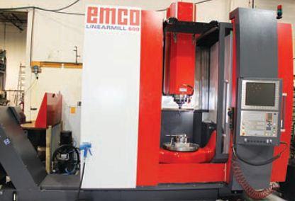 Mitacor’s EMCO Linearmill 600 features 5 axis movement
by linear motors instead of gears and ball screws. Advantages
include mechanical simplicity, little wear, higher speed and
accuracy. Youssef Nakhoul notes that the smooth acceleration
and deceleration of cutting tools generates no variation in force
during movement, useful for thin wall parts.