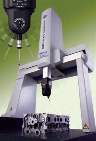 The Mitutoyo Crysta-Apex S500/700/900 series
Coordinate Measuring Machines can be upgraded
with Renishaw’s PH20 probe head. The Crysta-Apex
series machines are affordable and support a wide
range of inspections solutions including laser
scanning, optical, and surface roughness inspection.
With the addition of the high-speed scanning
capabilities of the PH20 the Crysta-Apex CMM adds
wide ranging measuring capability in the quality lab
or on the shop floor. The PH20’s unique ‘head
touches’ allow measurement points to be taken by
moving only the head, rather than the CMM
structure. Using only the rapid rotary motion of the
head, points can be taken faster, and with improved
accuracy and repeatability.