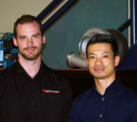 Nick Augustine, plant manager (left) and Lester
Lee, director of global
manufacturing at Rotomaster headquarters in
Surrey, B.C.