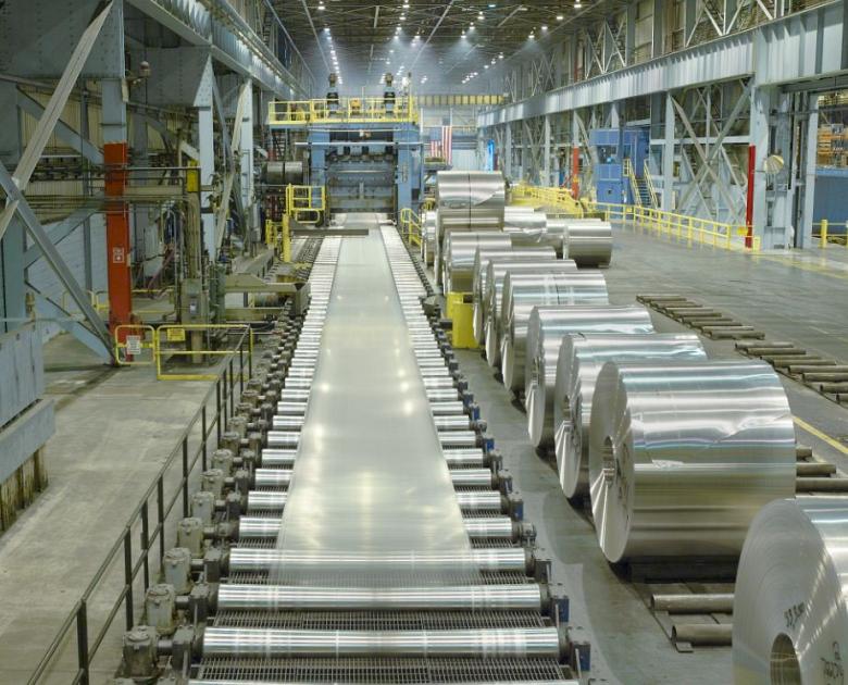 Rolling aluminum on the hot mill at Oswego, NY