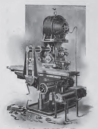 A Brown &amp; Sharpe milling machine
driven by a Type S Westinghouse electric
motor (1905).