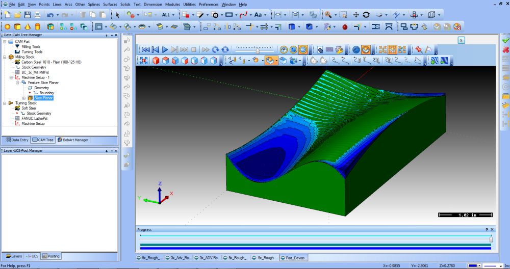 Simulation deviation analysis lets you to set colours for different deviation tolerances, allowing you to see exactly where leftover material will be along the toolpath.