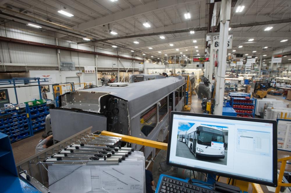 New Flyer’s Livebus system makes it easier for the assembly team to understand exactly what is required in each build. Photo by Walter Janzen.