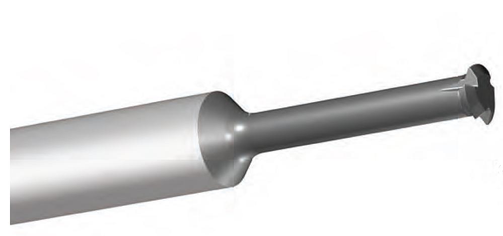 Solid-carbide thread mills are high-production and fast. A single point mill like the #0-80UN MillPro Dental from Vargus interpolates each pitch to get to the desired depth. Photo courtesy of Vargus USA.