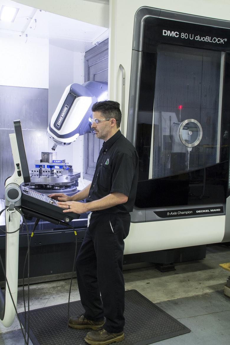 Plant Manager Derek Rozon uses 5-axis machining to reduce cycle times and improve part quality.