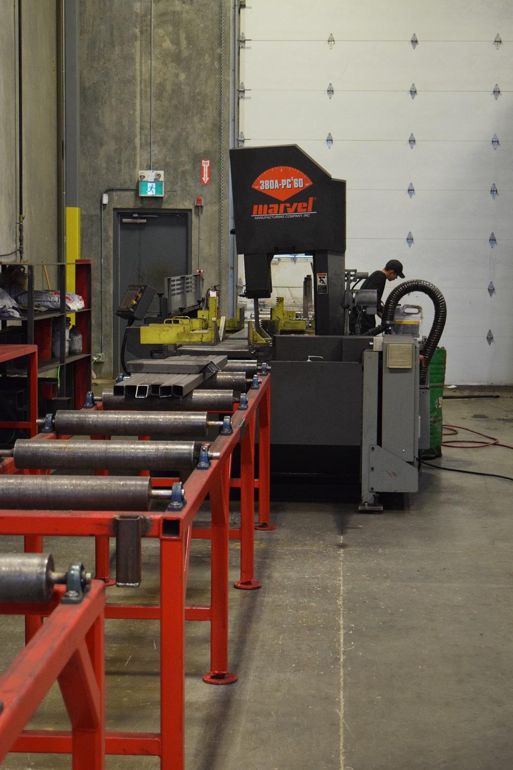 The Marvel 380A-PC3-60 band saw has sped up the processing of structural steel on the shop floor. 