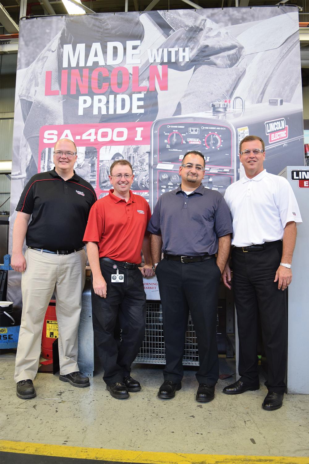 Lincoln Electric Canada’s Marketing Manager Scott Stanley, President Michael Whitehead, Director of Operations Adel Mir, and VP of Sales Dale Malcolm. 