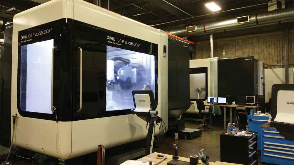 The company uses complex, 5-axis milling machineslike this one to create parts for its customer base.