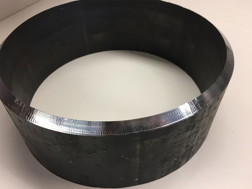 A machined bevel provides a consistent surface for welding.