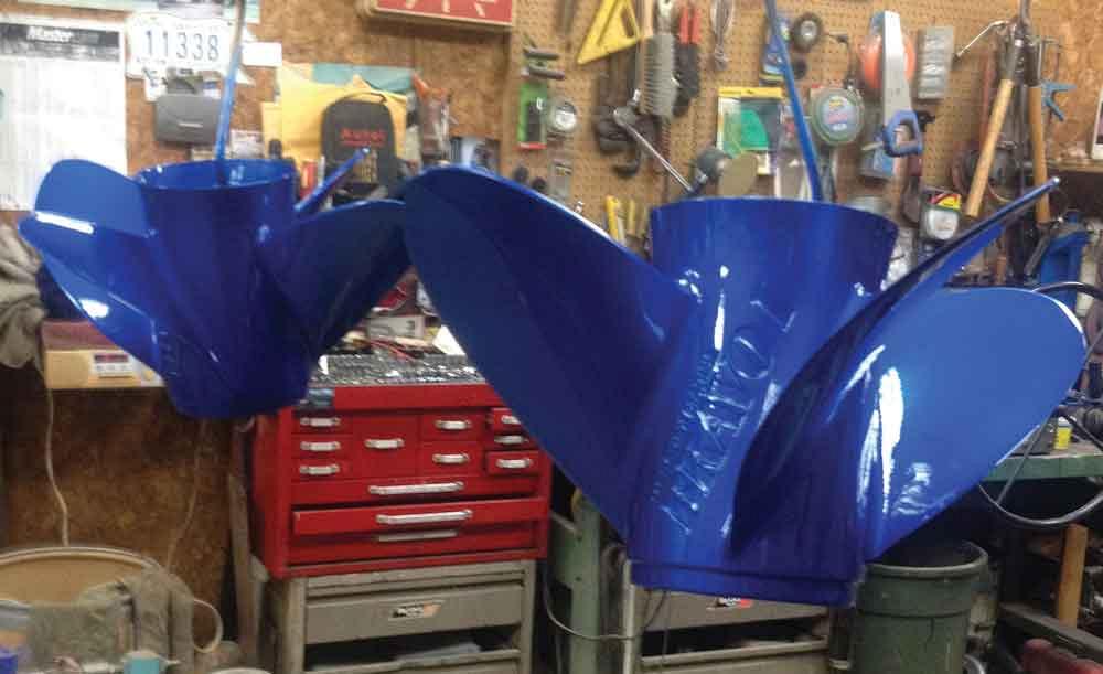 This pair of blue propellers are fresh from the oven of Maidstone Coatings.