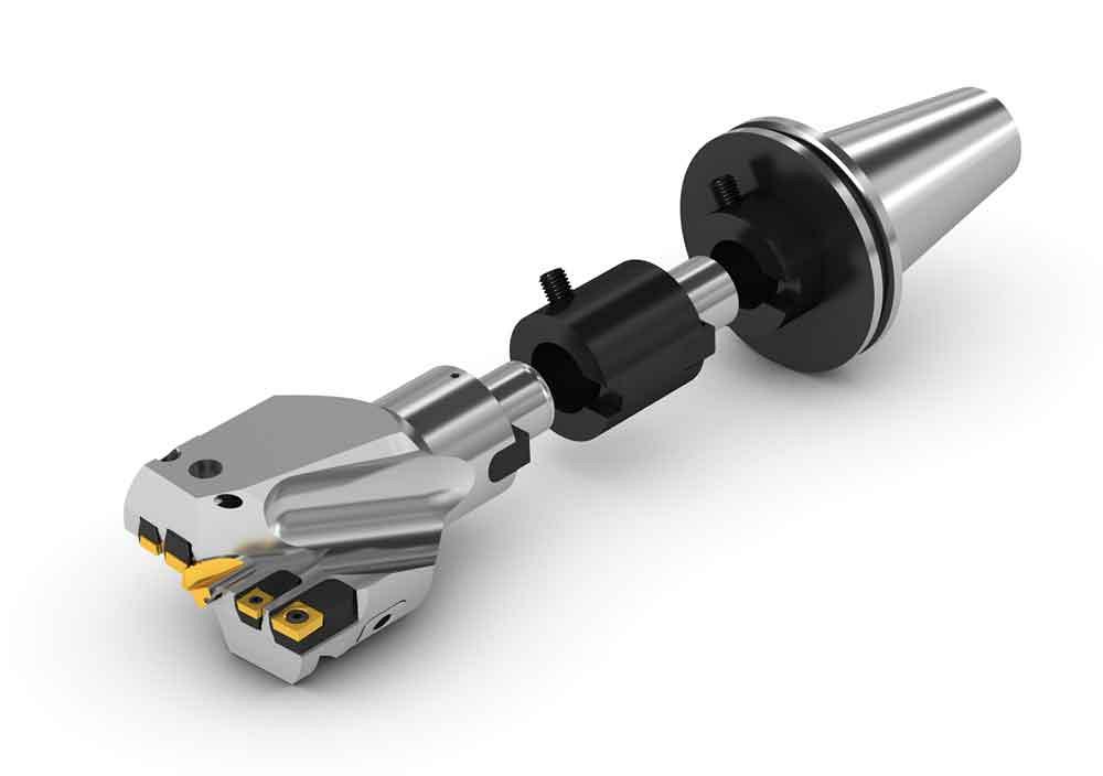 Exchangeable cartridges in Seco’s Perfomax® modular drill system offer the ability to change the drill diameter for large or deep holes. Photo courtesy of Seco Tools.