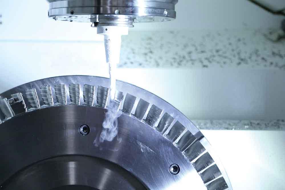 Cryogenic milling of exotic, hard-to-cut materials can cut cycle times, reduce tooling wear, and virtually eliminate the heat-affected zone that creates the white layer. Photo courtesy of Mazak.
