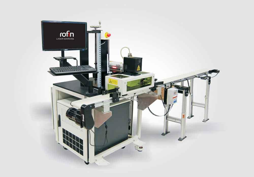 A Rofin laser marking system laser can be incorporated into a production line to mark parts on-the-fly. Photo courtesy of Rofin Laser Marking.