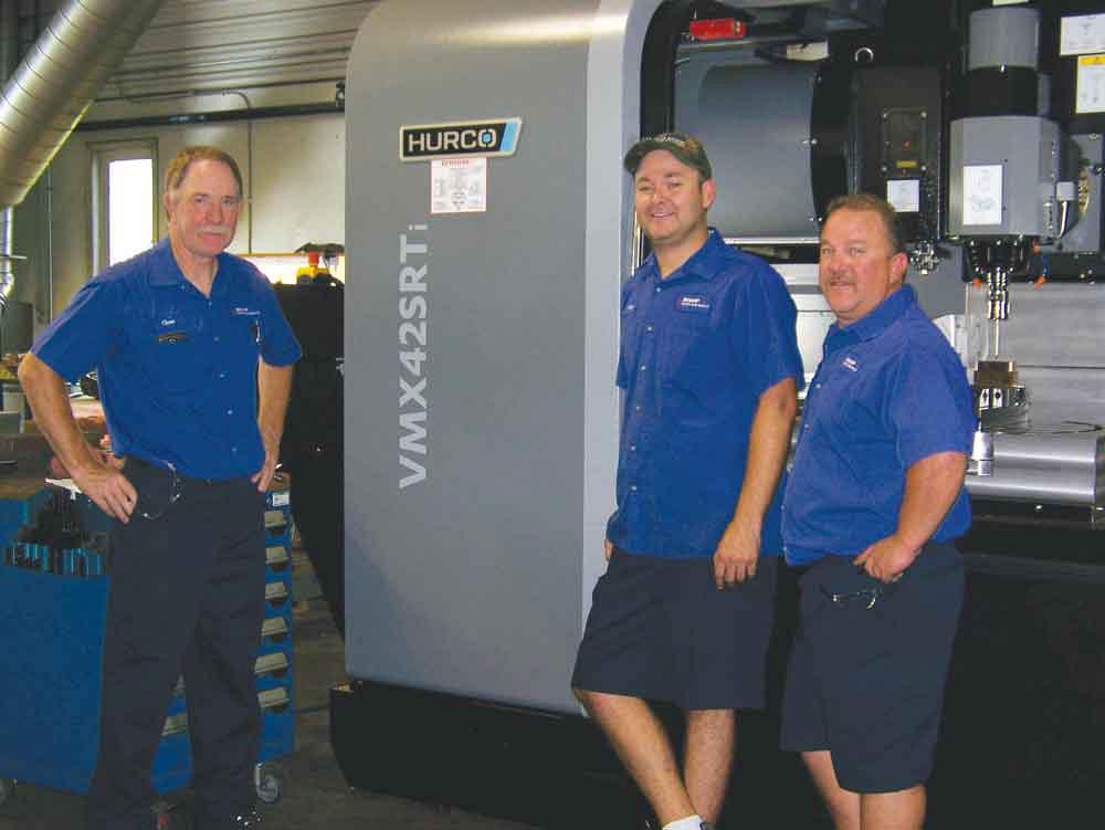 Machinists Marty Wysman, Paul Montgomery, and Clare Malott researched 5-axis machining centres prior to the company’s Hurco purchase.