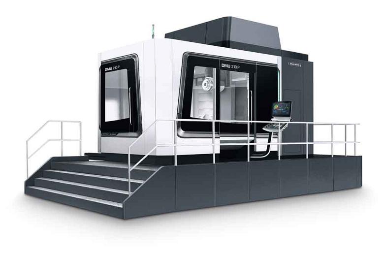 The DMG Mori second-generation DMU 210 P allows 5-axis applications with travel distances of up to 2,100 by 2,100 by 1,250 mm.