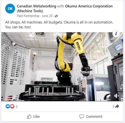 Screen shot of Facebook feed promotion
